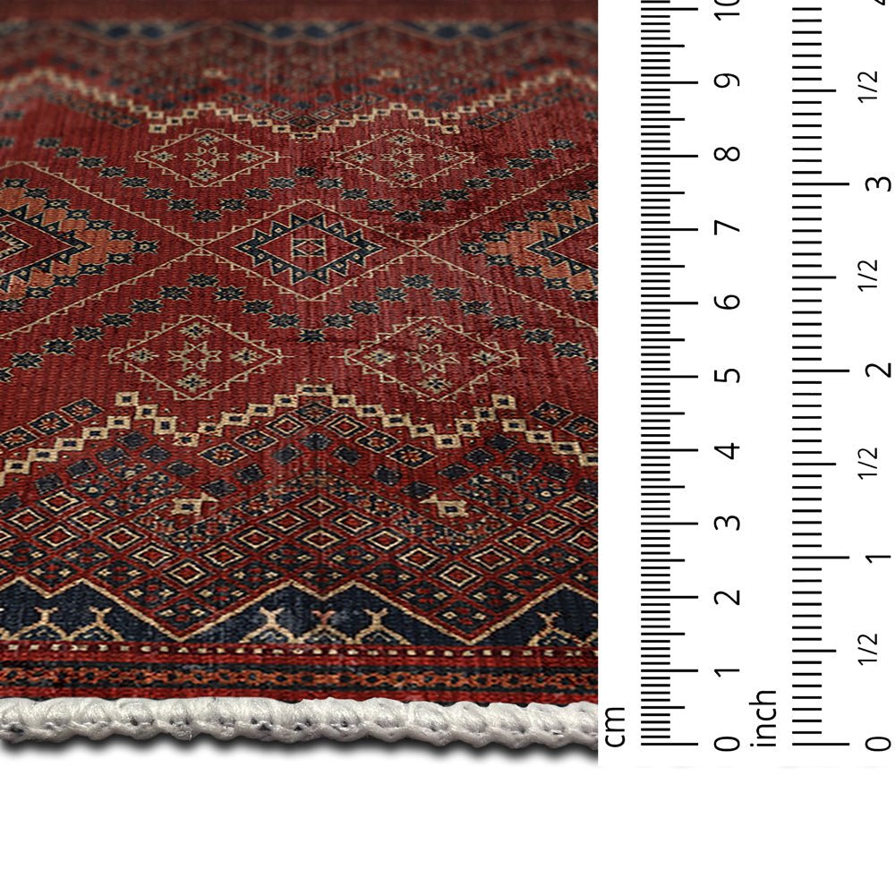 Traditional Turkish Maroon Machine Washable Cotton Area Rug - The Rug Decor