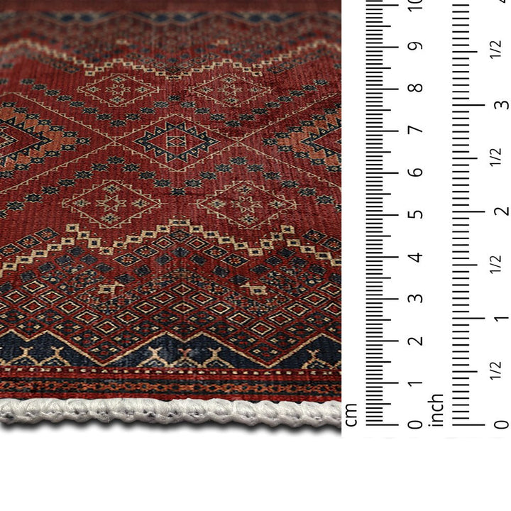 Traditional Turkish Maroon Machine Washable Cotton Area Rug - The Rug Decor