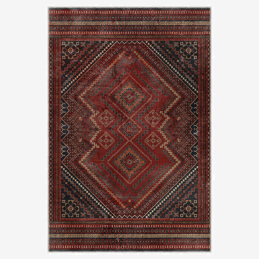 Traditional Turkish Maroon Machine Washable Cotton Area Rug - The Rug Decor