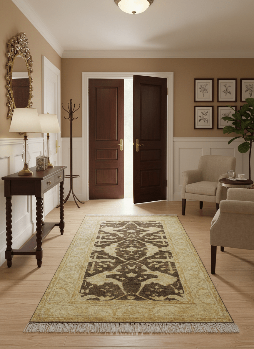 Traditional Turkish Oushak Design Beige And Brown 3x5 Hand Knotted Wool Area Rug - The Rug Decor