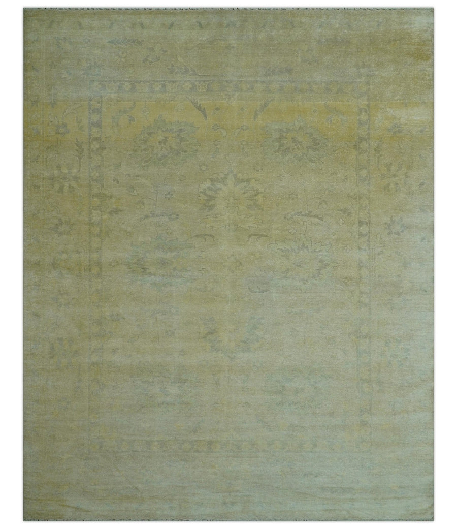 Traditional Turkish (Oushak) Design Gold And Gray Hand Knotted 8x10 Wool Area Rug - The Rug Decor