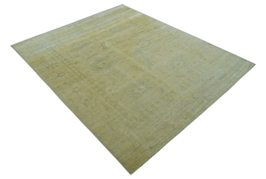 Traditional Turkish (Oushak) Design Gold And Gray Hand Knotted 8x10 Wool Area Rug - The Rug Decor