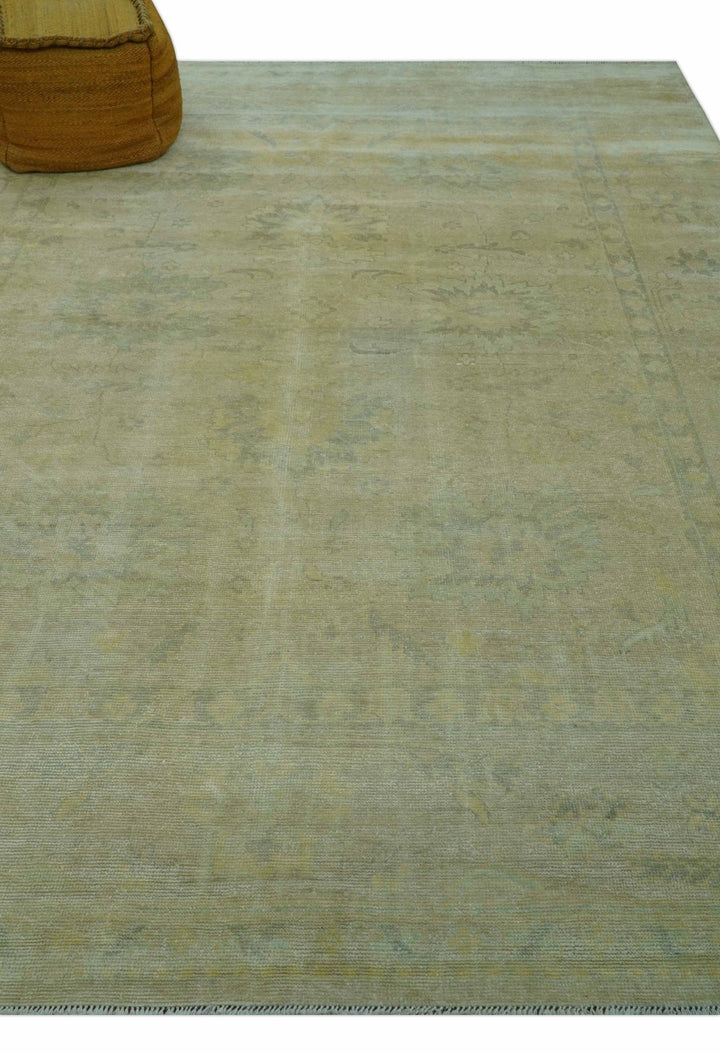 Traditional Turkish (Oushak) Design Gold And Gray Hand Knotted 8x10 Wool Area Rug - The Rug Decor