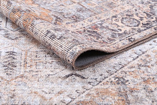 Traditional Washed Out Style Gray And Beige Washable Rug - The Rug Decor