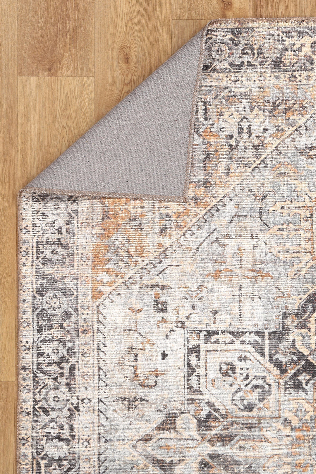 Traditional Washed Out Style Gray And Beige Washable Rug - The Rug Decor