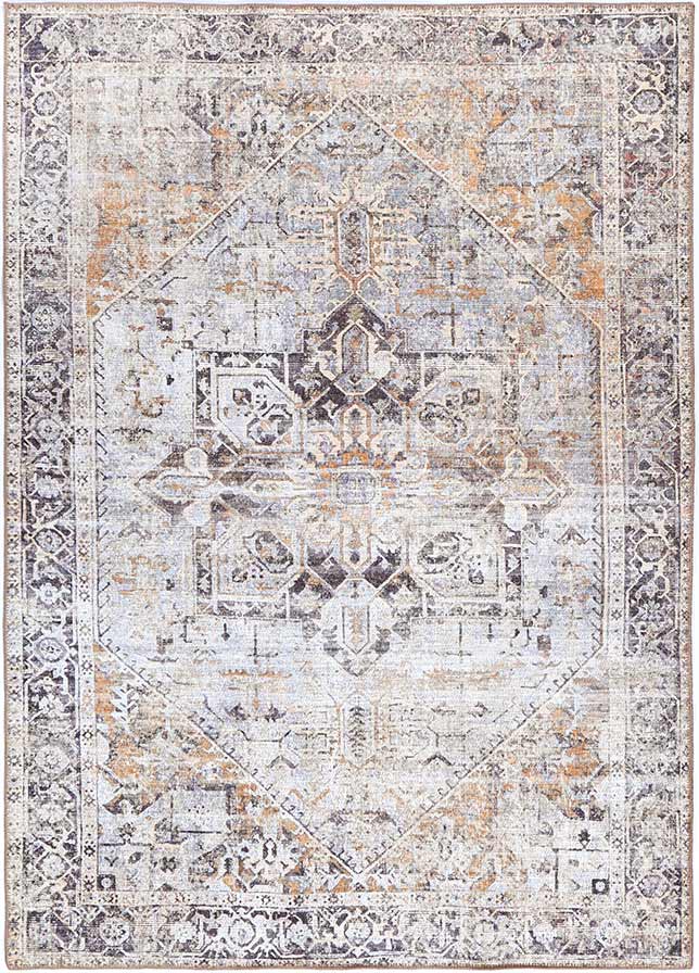 Traditional Washed Out Style Gray And Beige Washable Rug - The Rug Decor