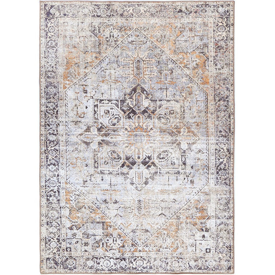 Traditional Washed Out Style Gray And Beige Washable Rug - The Rug Decor