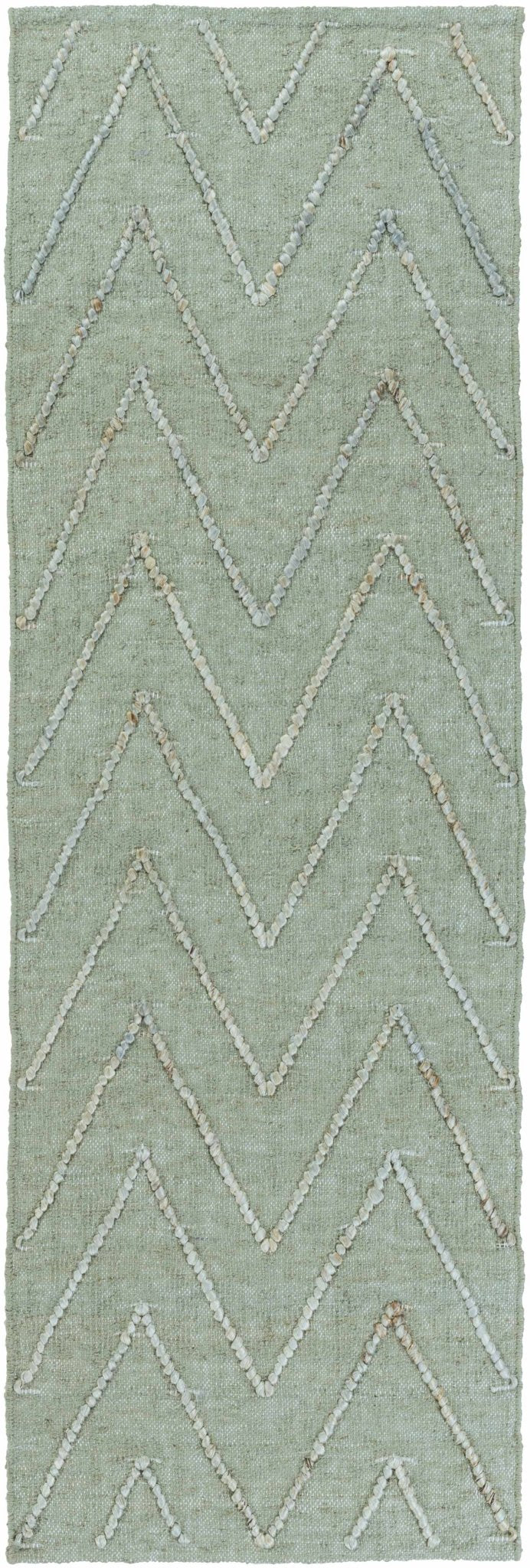 Trampas Modern Chevron Pattern Green Hand Woven Jute Area Rug - The Rug Decor