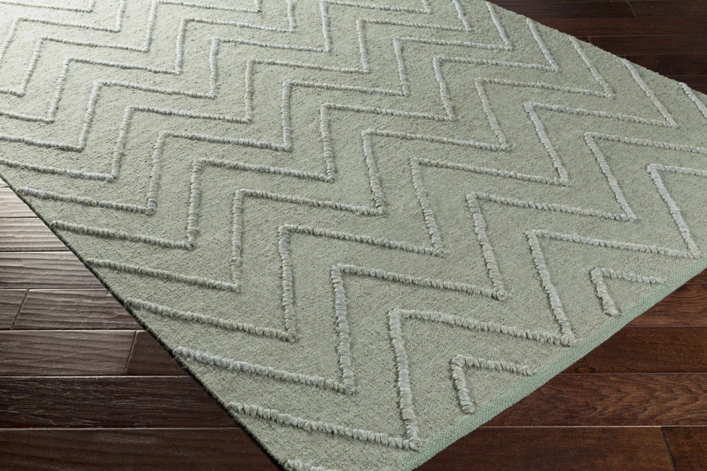 Trampas Modern Chevron Pattern Green Hand Woven Jute Area Rug - The Rug Decor