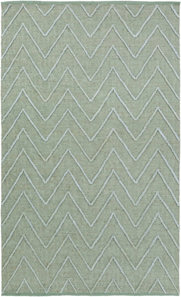 Trampas Modern Chevron Pattern Green Hand Woven Jute Area Rug - The Rug Decor
