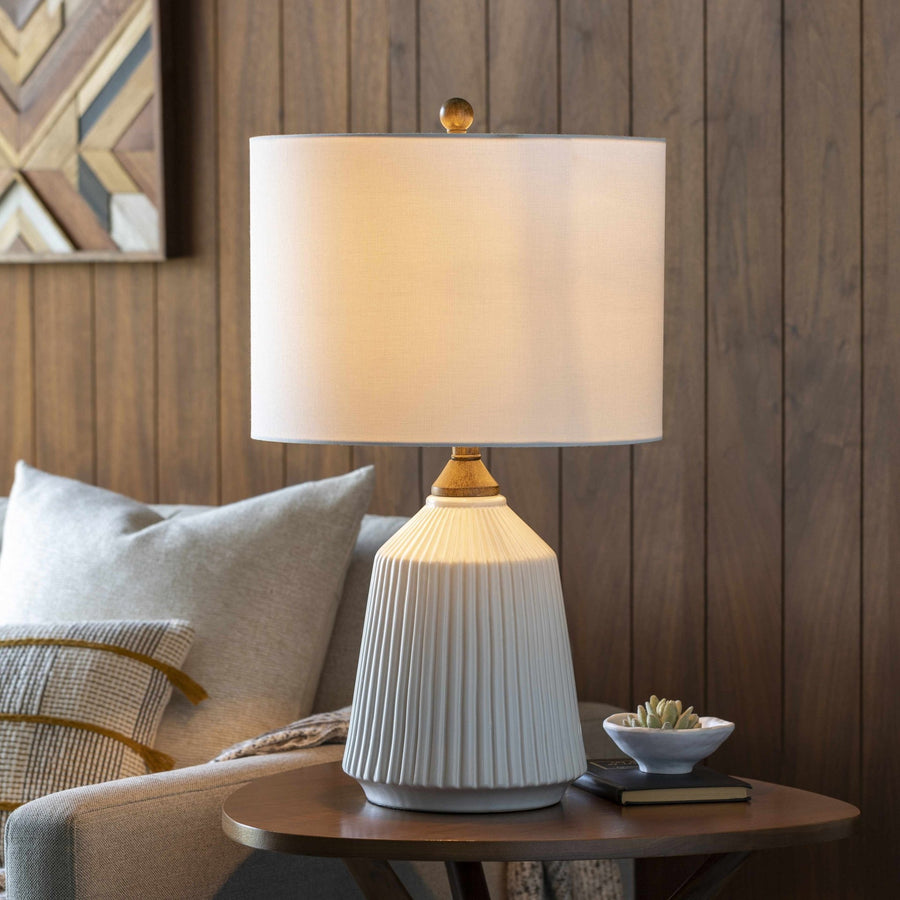 Tramutola White Ceramic Table Lamp | Contemporary Accent Lighting - The Rug Decor