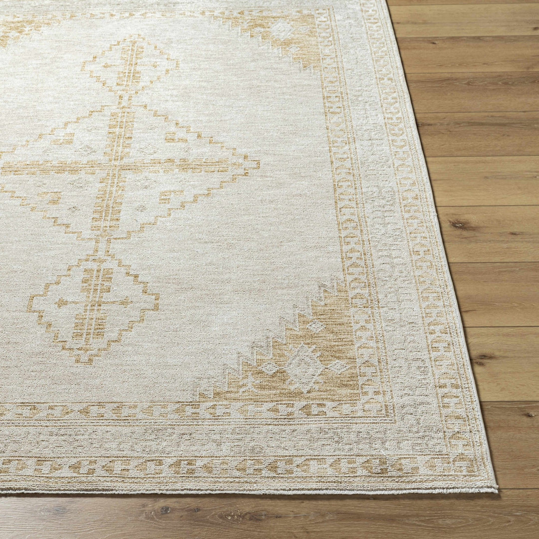 Transitional Bohemian Design Tan Machine Woven Rug - The Rug Decor