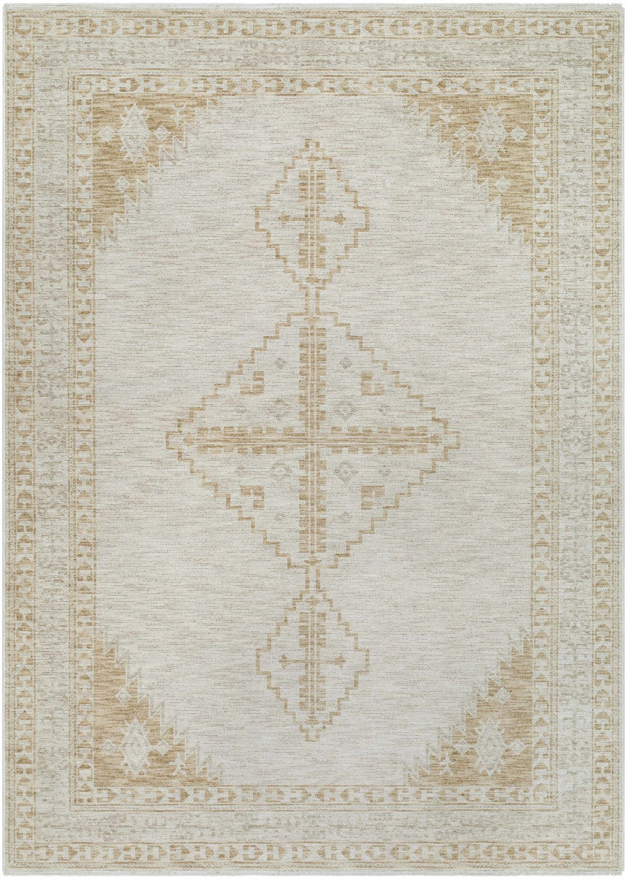 Transitional Bohemian Design Tan Machine Woven Rug - The Rug Decor