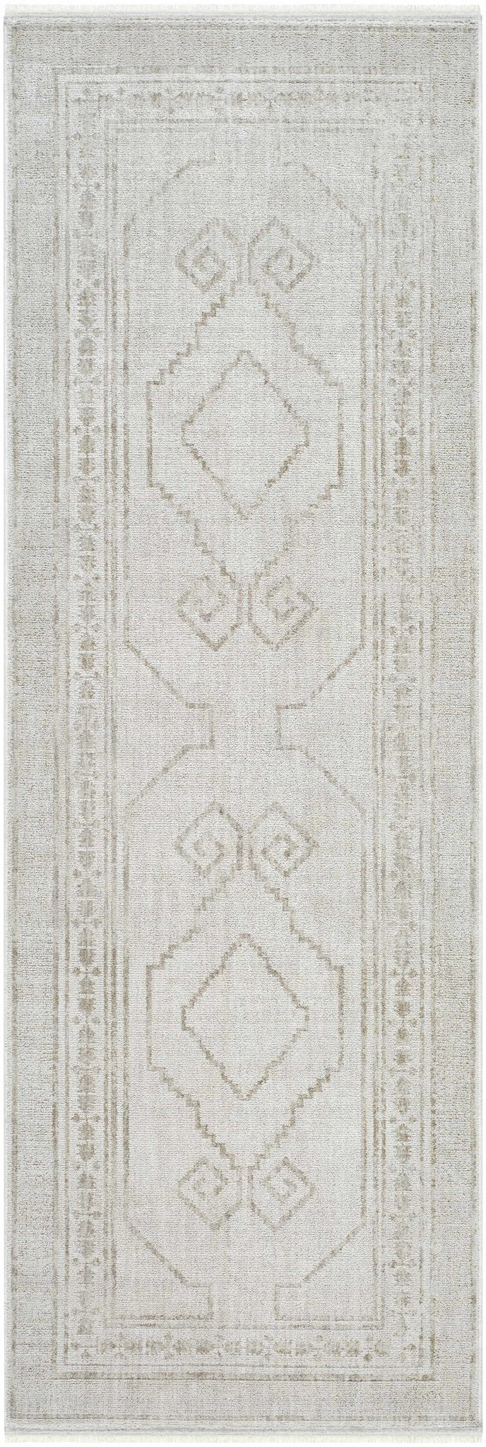 Transitional Bohemian Silver Machine Woven Rug - The Rug Decor