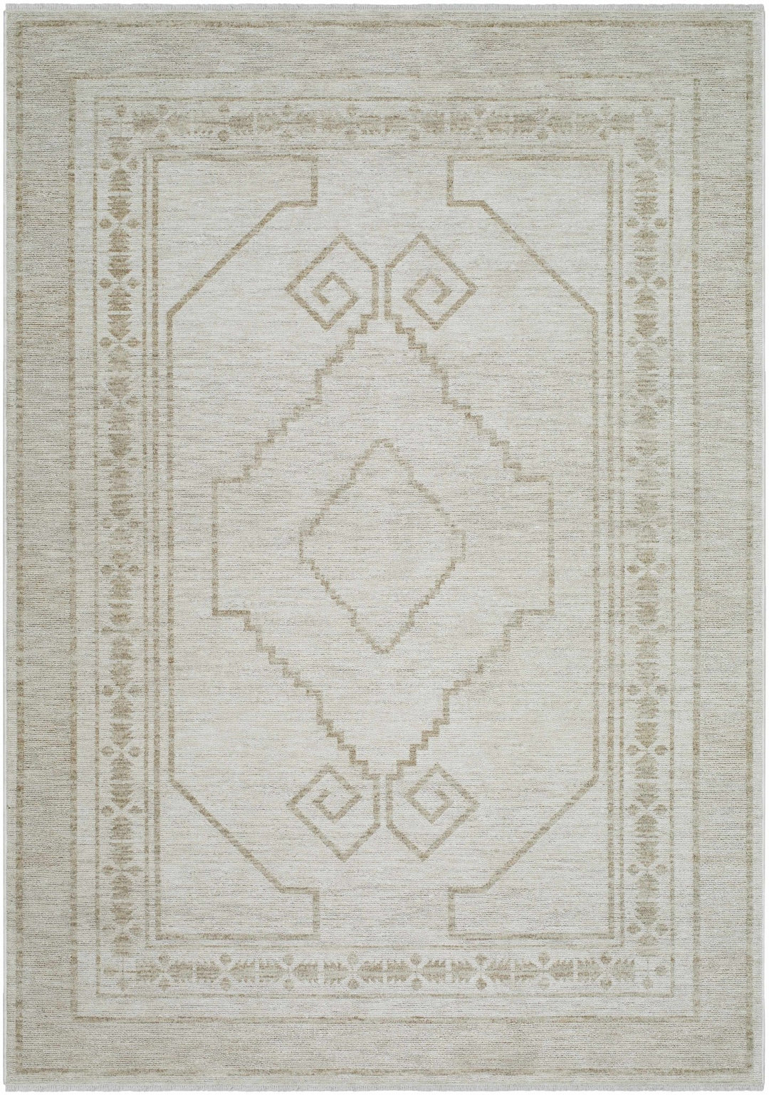 Transitional Bohemian Silver Machine Woven Rug - The Rug Decor