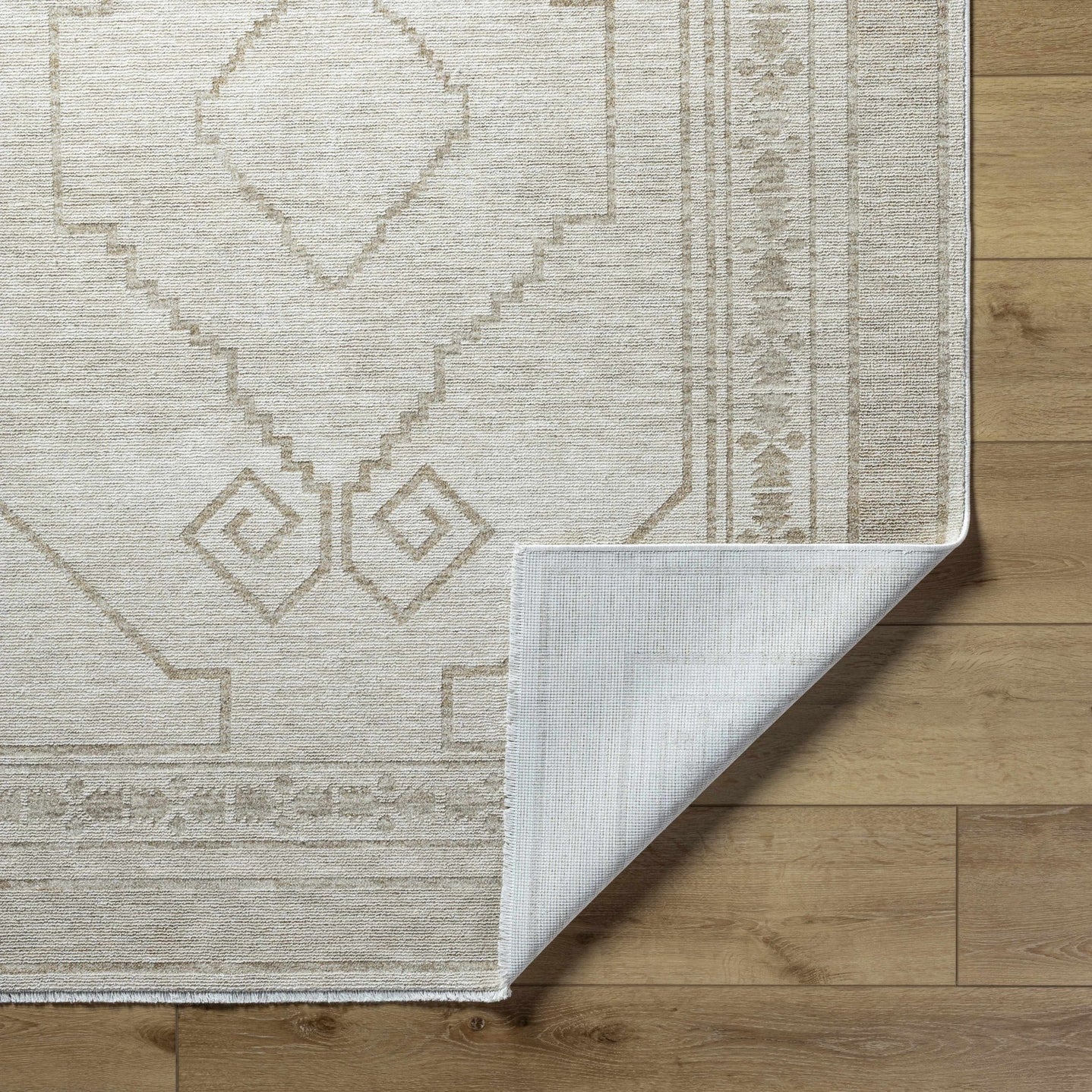 Transitional Bohemian Silver Machine Woven Rug - The Rug Decor