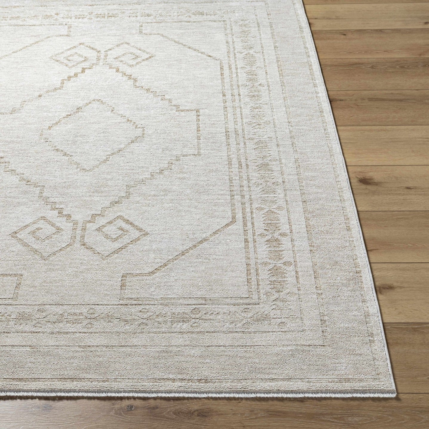 Transitional Bohemian Silver Machine Woven Rug - The Rug Decor