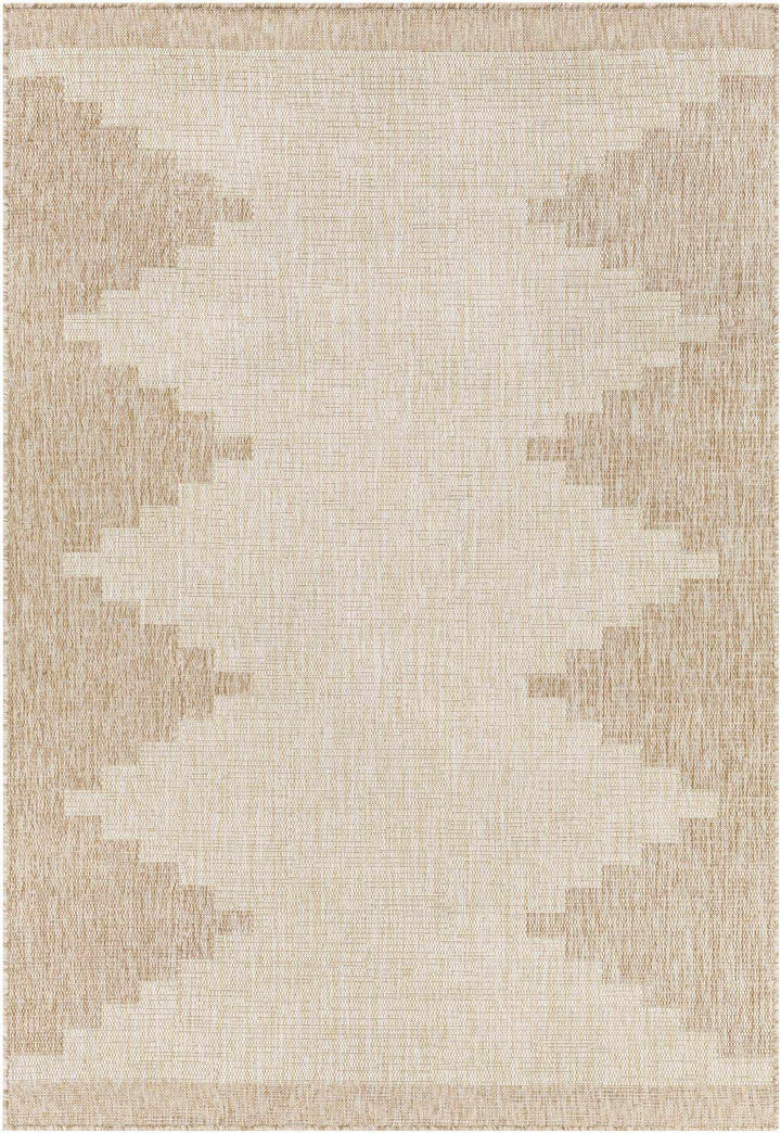 Transitional Camel and Beige Bohemian Machine Woven Area Rug - The Rug Decor