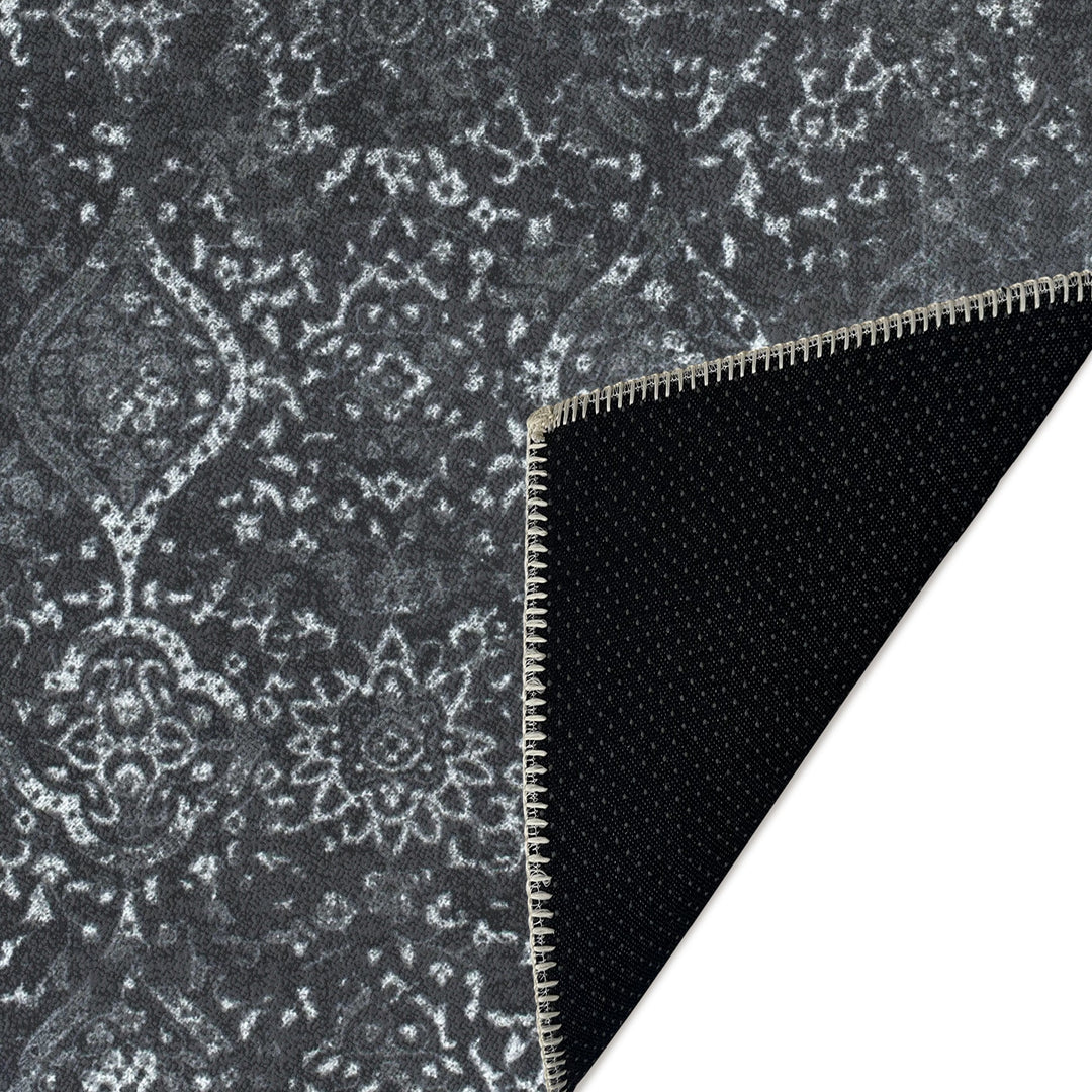 Transitional Design Charcoal Machine Washable Cotton Area Rug - The Rug Decor