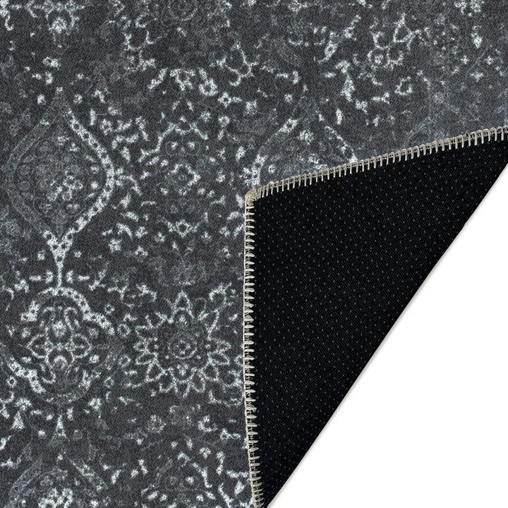 Transitional Design Charcoal Machine Washable Cotton Area Rug - The Rug Decor