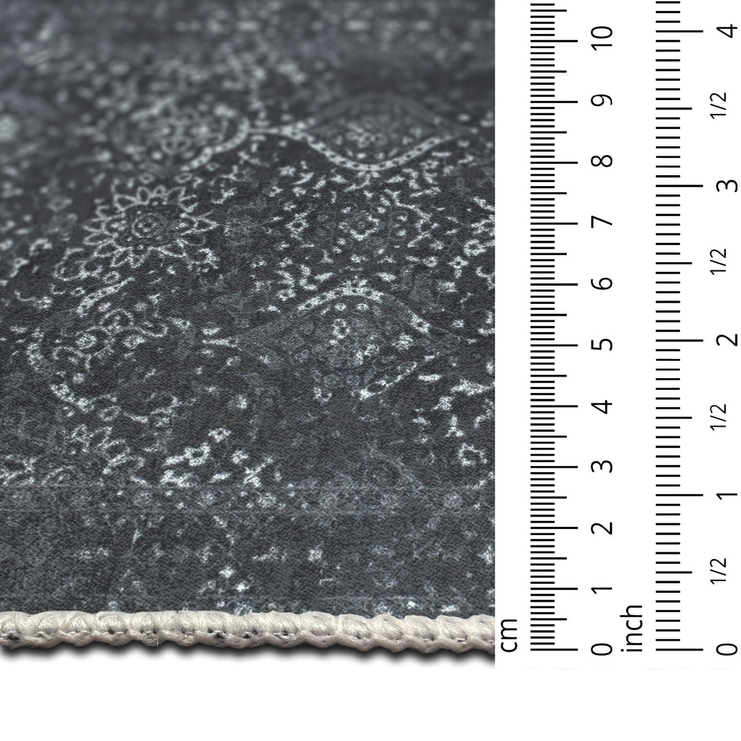 Transitional Design Charcoal Machine Washable Cotton Area Rug - The Rug Decor