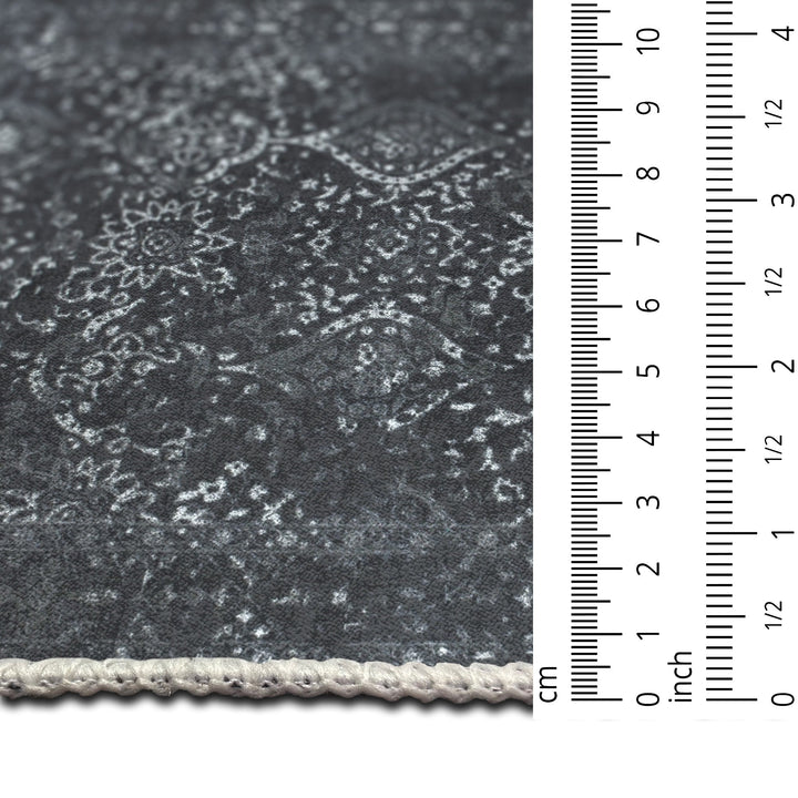 Transitional Design Charcoal Machine Washable Cotton Area Rug - The Rug Decor