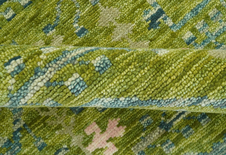 Transitional Design Green And Blue Hand Knotted Custom Made Wool Rug - The Rug Decor