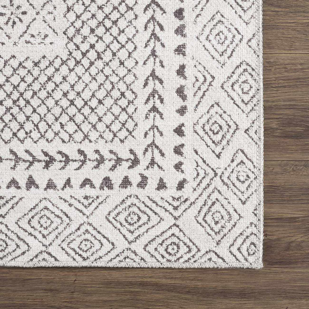 Transitional Design Ivory And Charcoal Washable Area Rug - The Rug Decor