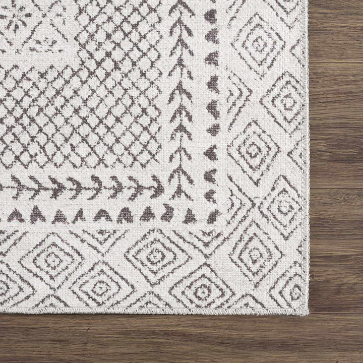 Transitional Design Ivory And Charcoal Washable Area Rug - The Rug Decor