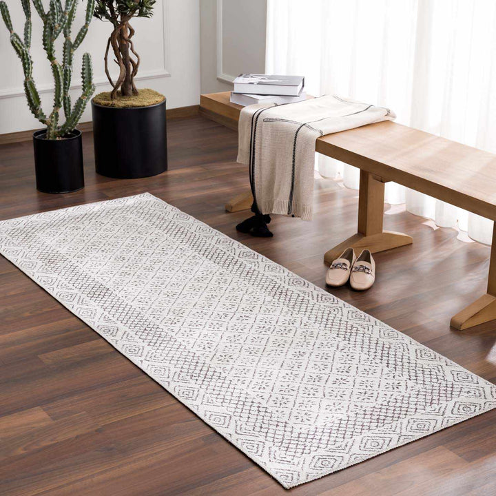 Transitional Design Ivory And Charcoal Washable Area Rug - The Rug Decor