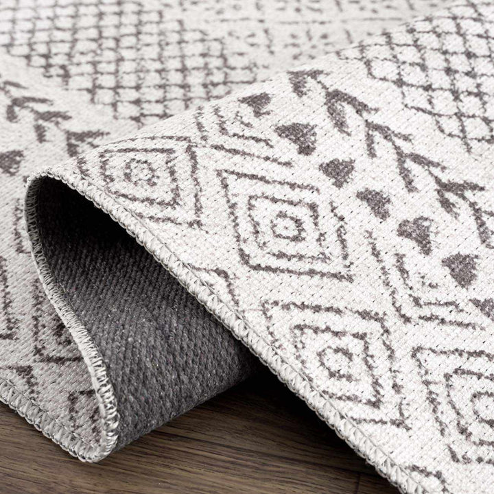 Transitional Design Ivory And Charcoal Washable Area Rug - The Rug Decor