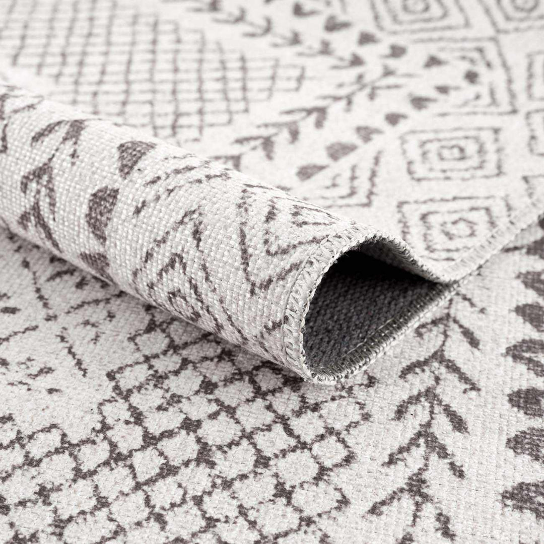 Transitional Design Ivory And Charcoal Washable Area Rug - The Rug Decor