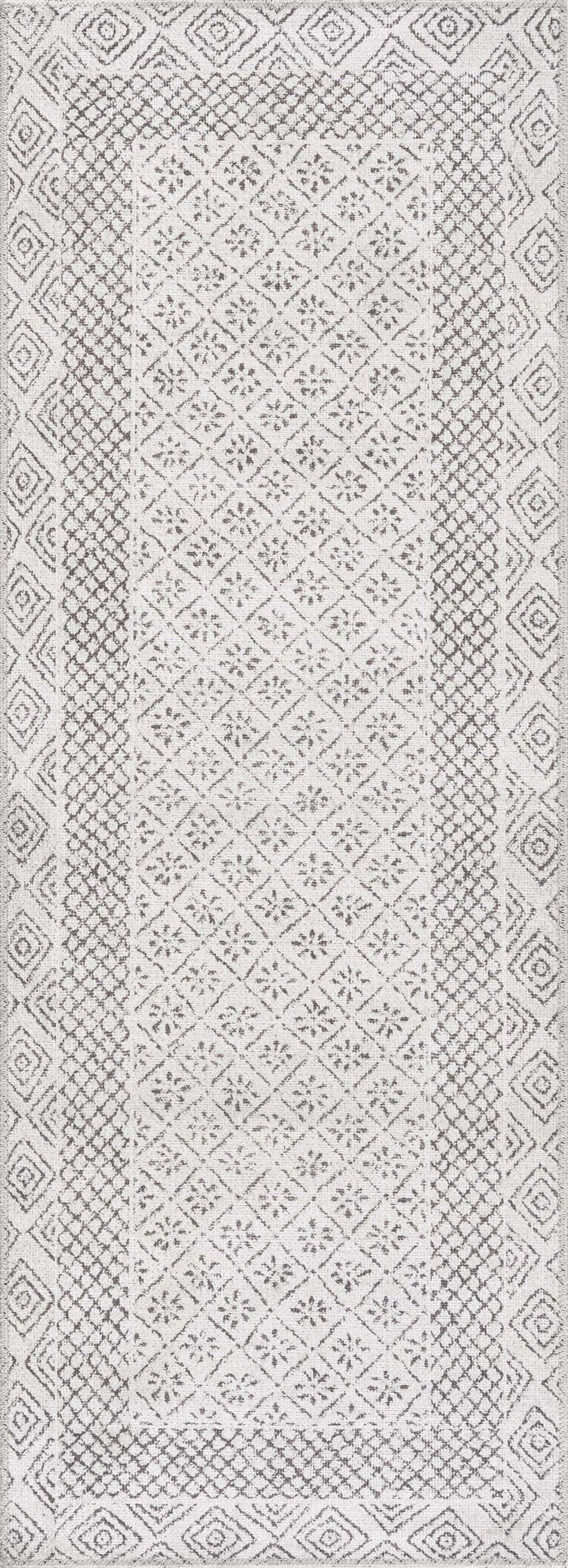 Transitional Design Ivory And Charcoal Washable Area Rug - The Rug Decor