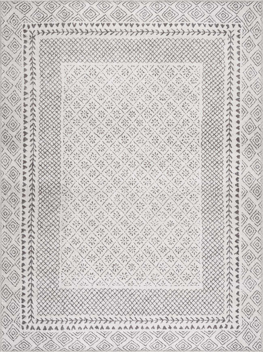 Transitional Design Ivory And Charcoal Washable Area Rug - The Rug Decor