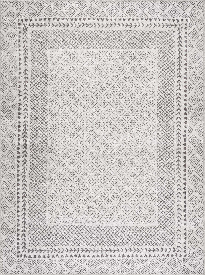 Transitional Design Ivory And Charcoal Washable Area Rug - The Rug Decor