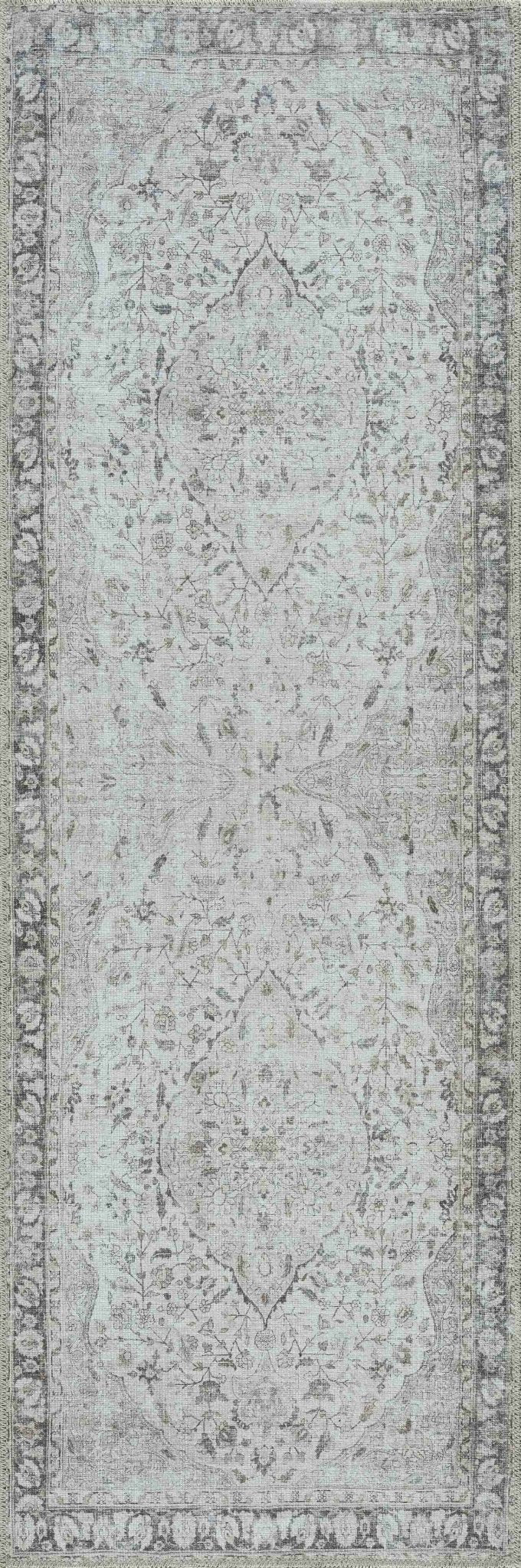 Transitional distressed Style Gray Washable Rug - The Rug Decor