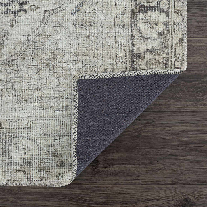 Transitional distressed Style Gray Washable Rug - The Rug Decor