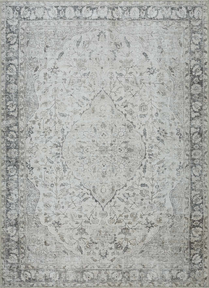 Transitional distressed Style Gray Washable Rug - The Rug Decor