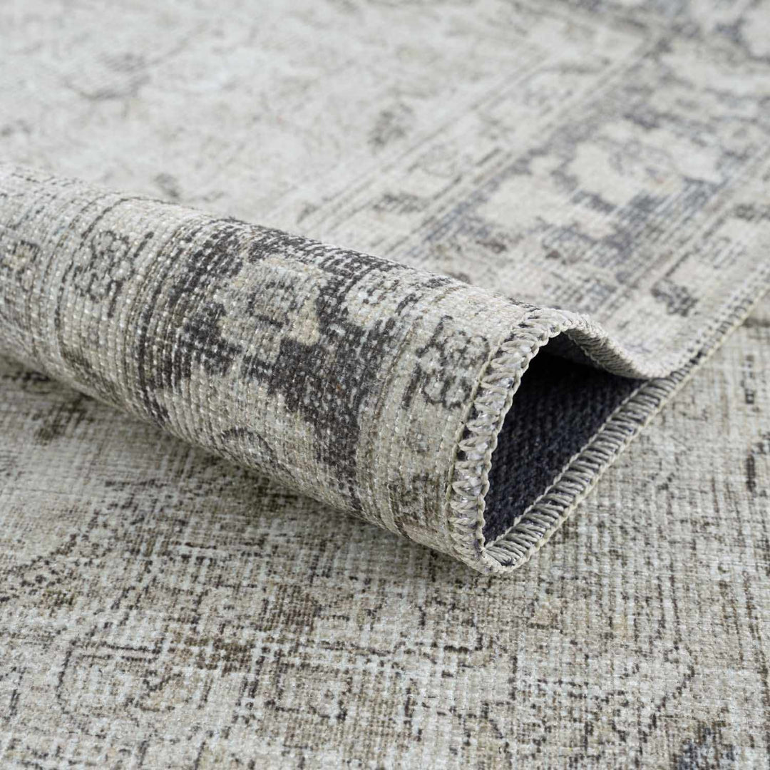 Transitional distressed Style Gray Washable Rug - The Rug Decor