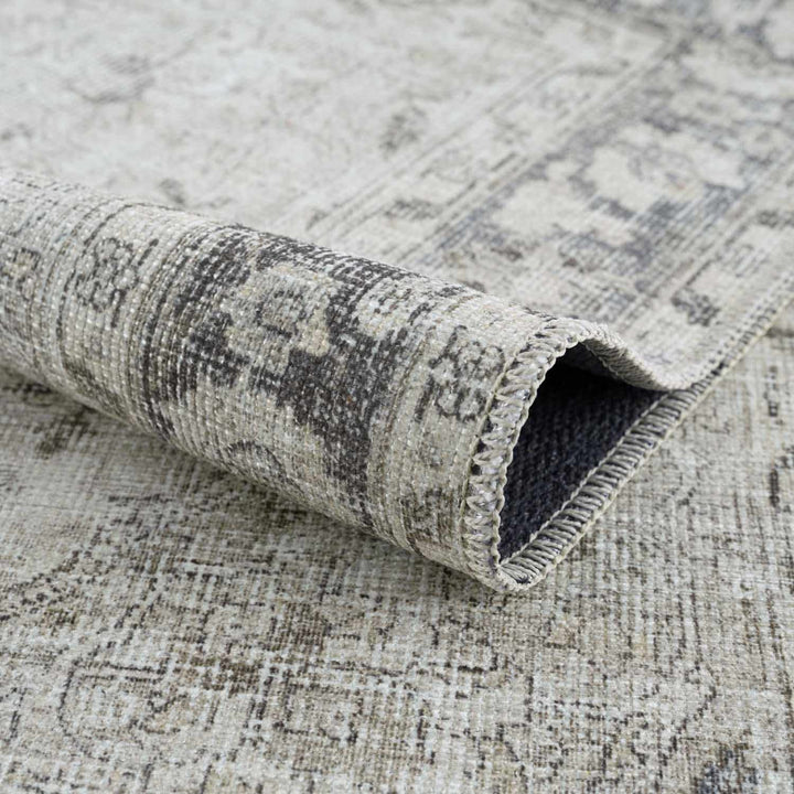 Transitional distressed Style Gray Washable Rug - The Rug Decor