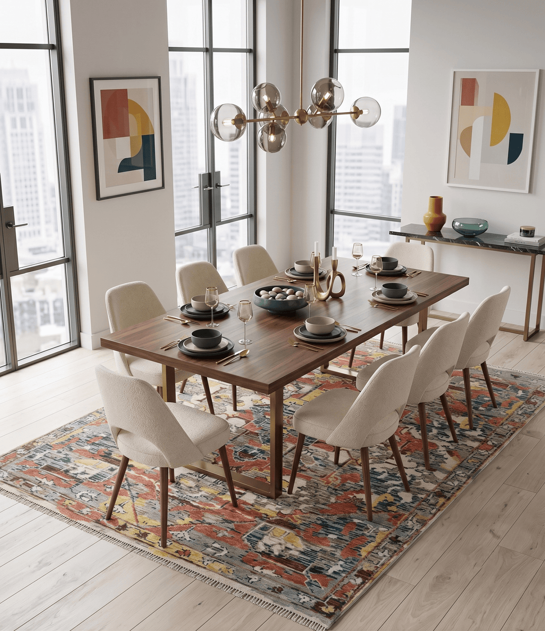 Transitional Ivory, Rust, Yellow Custom Made Turkish Design wool Area Rug - The Rug Decor