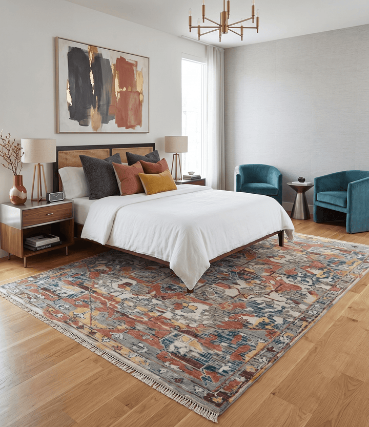 Transitional Ivory, Rust, Yellow Custom Made Turkish Design wool Area Rug - The Rug Decor