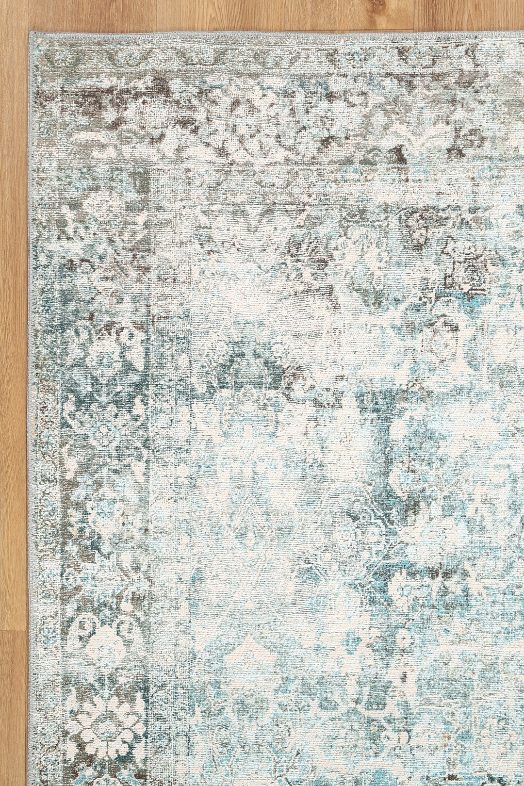Transitional Machine Washable Gray And Blue Rug - The Rug Decor