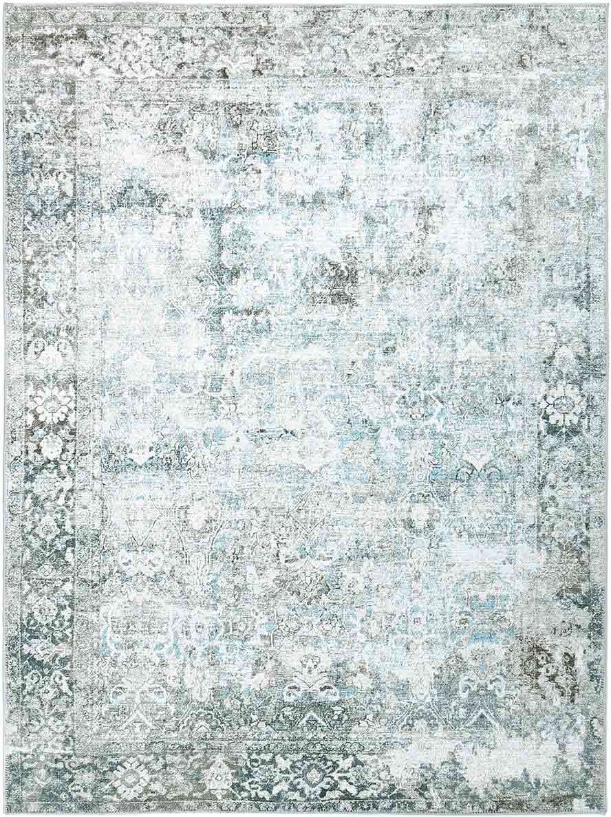 Transitional Machine Washable Gray And Blue Rug - The Rug Decor