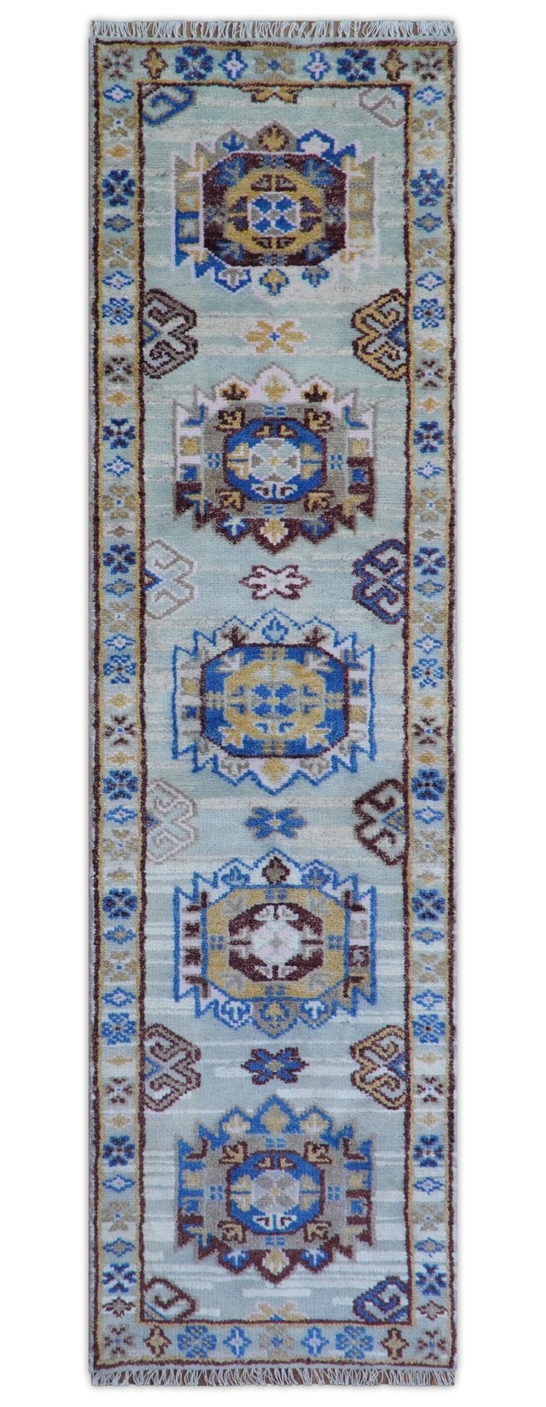 Transitional Silver And Brown Hand Knotted 2.7x10 Wool Rug - The Rug Decor