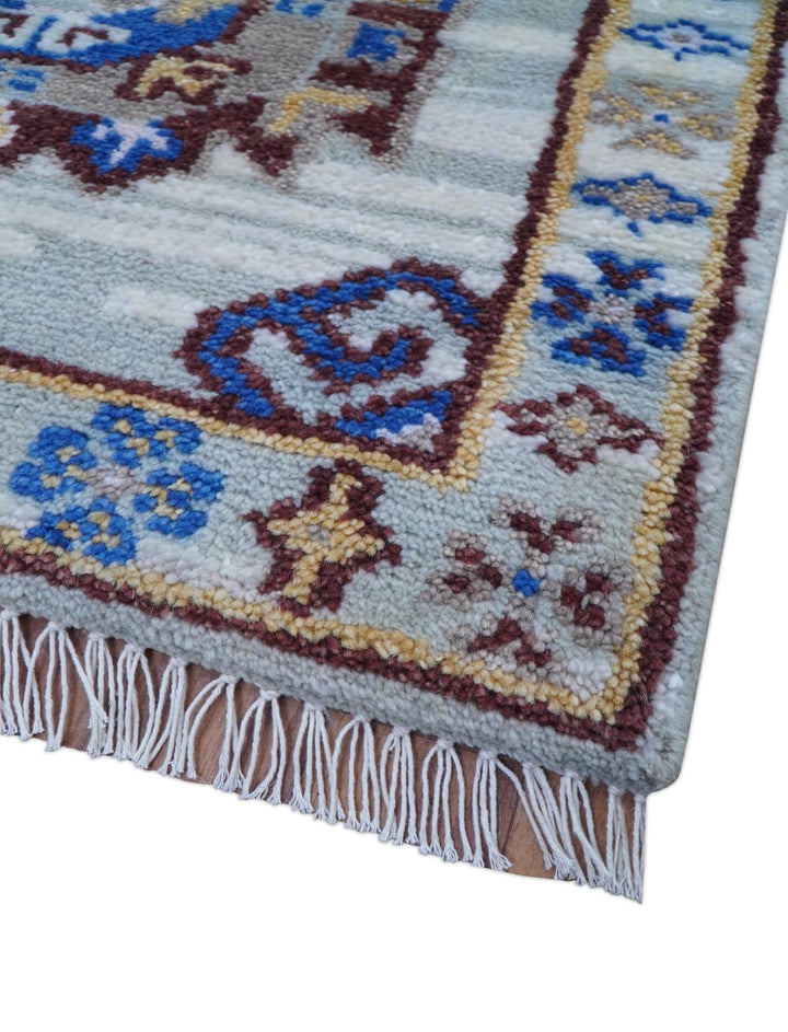 Transitional Silver And Brown Hand Knotted 2.7x10 Wool Rug - The Rug Decor