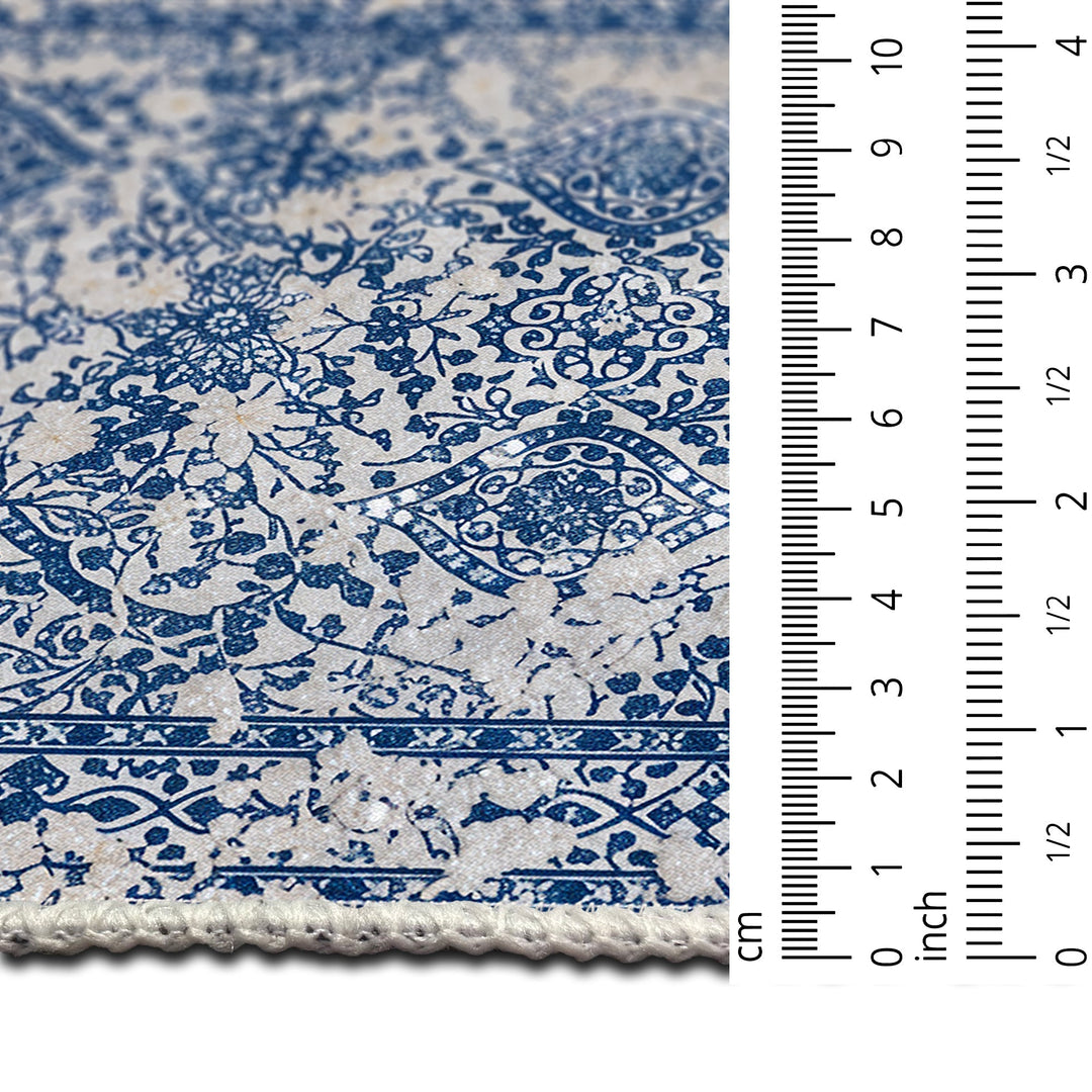 Transitional Style Blue Machine Washable Cotton Area Rug - The Rug Decor