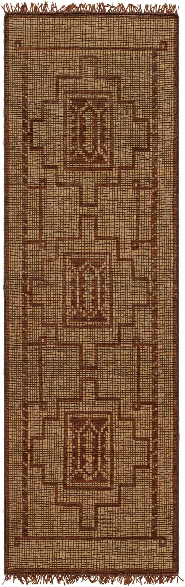 Transitional Style Brown Hand Woven Jute & Leather Rug - The Rug Decor