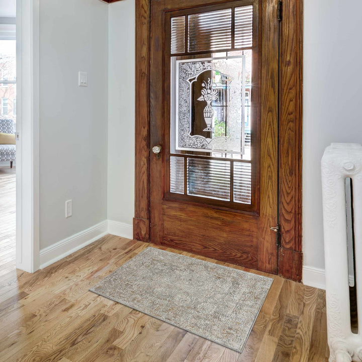 Transitional Style Ivory Gray Machine Woven Area Rug - The Rug Decor