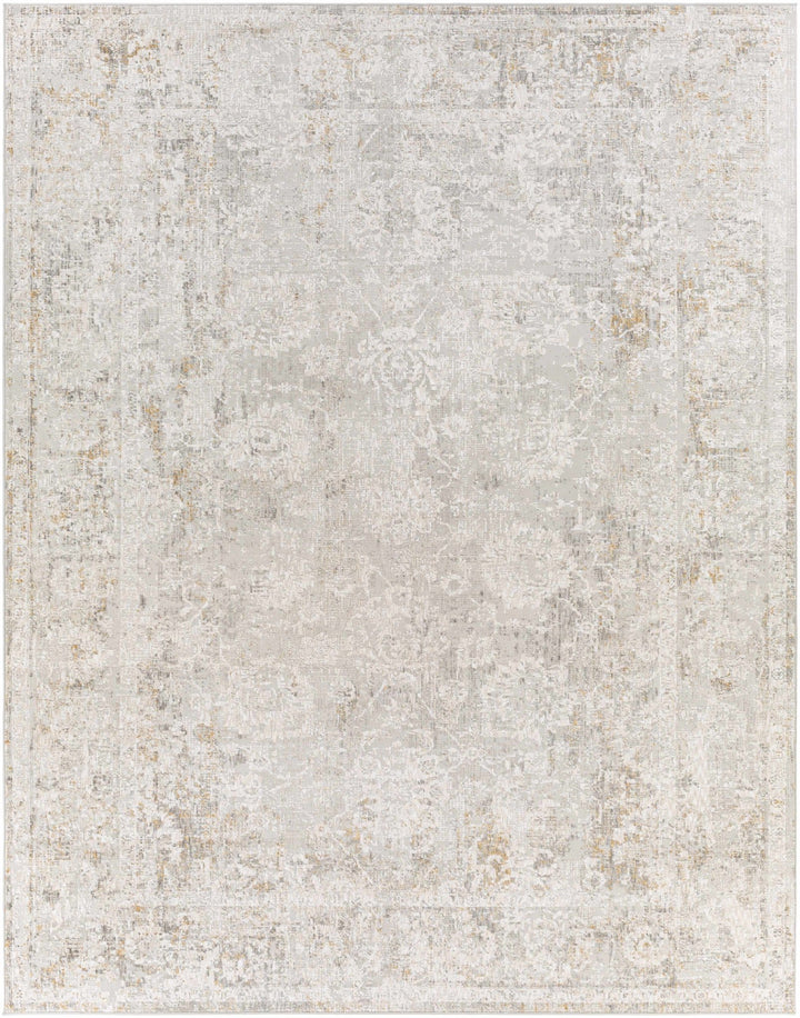 Transitional Style Ivory Gray Machine Woven Area Rug - The Rug Decor